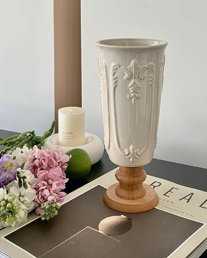 Vintage Oil Painting Ceramic Vase, Dried Flower Living Room Decor