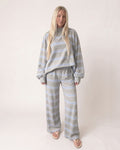 Striped Mock-Neck Wide-Leg Lounge Set