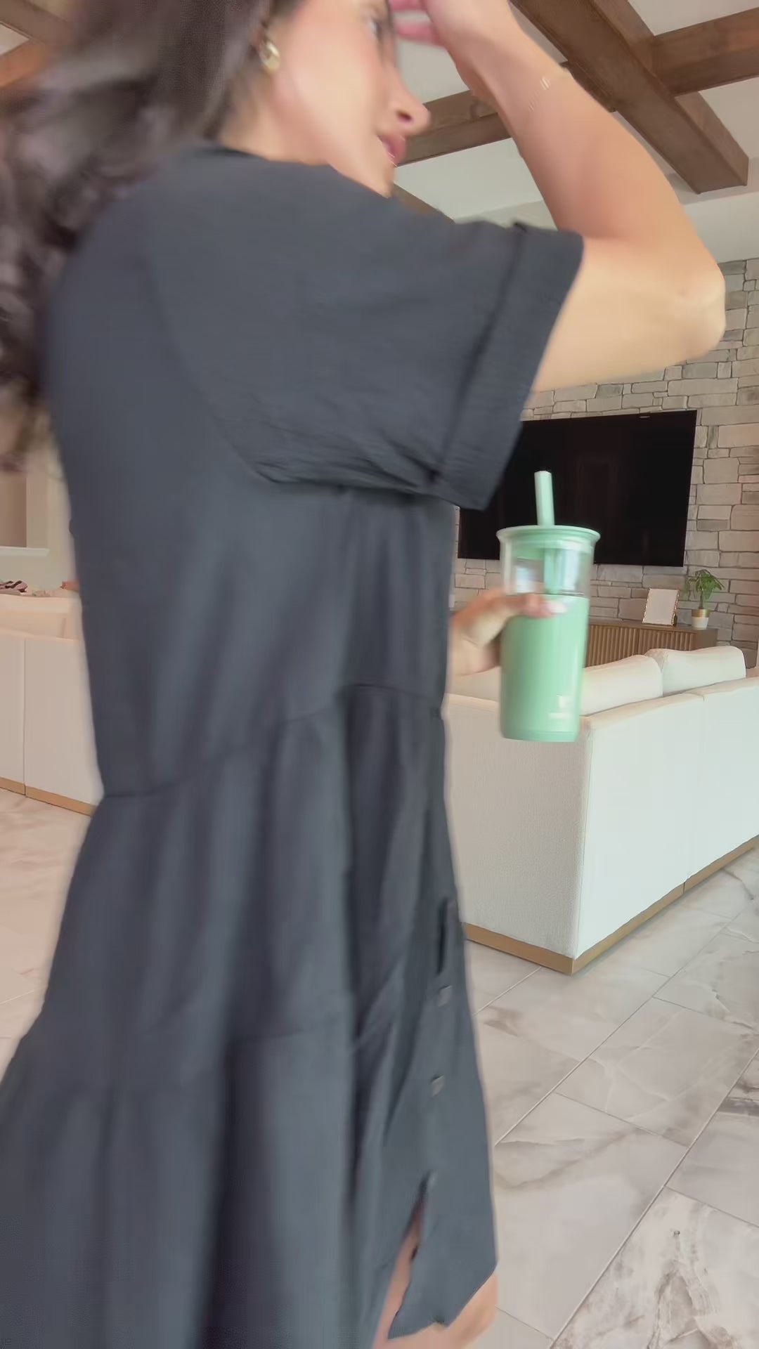 Effortless Button-Down Short Sleeve Shirt Dress with Pockets