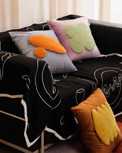 Velvet Geometric Pillow - Textured Decorative Cushion for Modern Sofa Styling