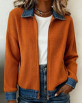 Knit-Paneled Denim Shirt Jacket