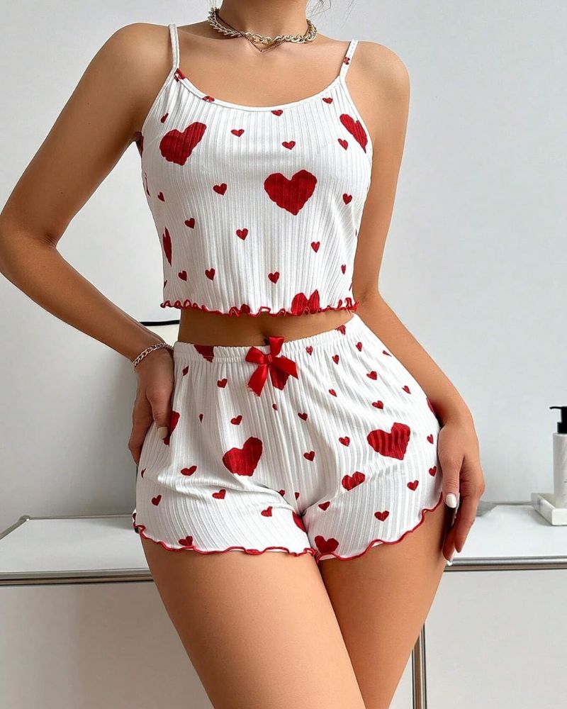 Sweetheart Ribbed Cami & Shorts PJ Set