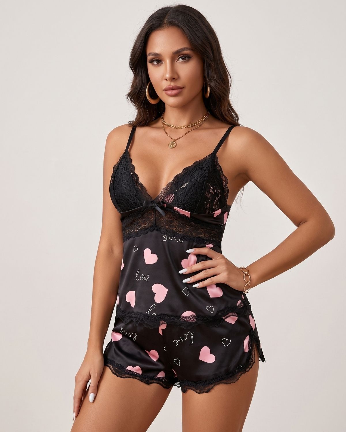 Halloween Lace-Trim Cami & Shorts Pajama Set