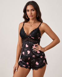 Halloween Lace-Trim Cami & Shorts Pajama Set