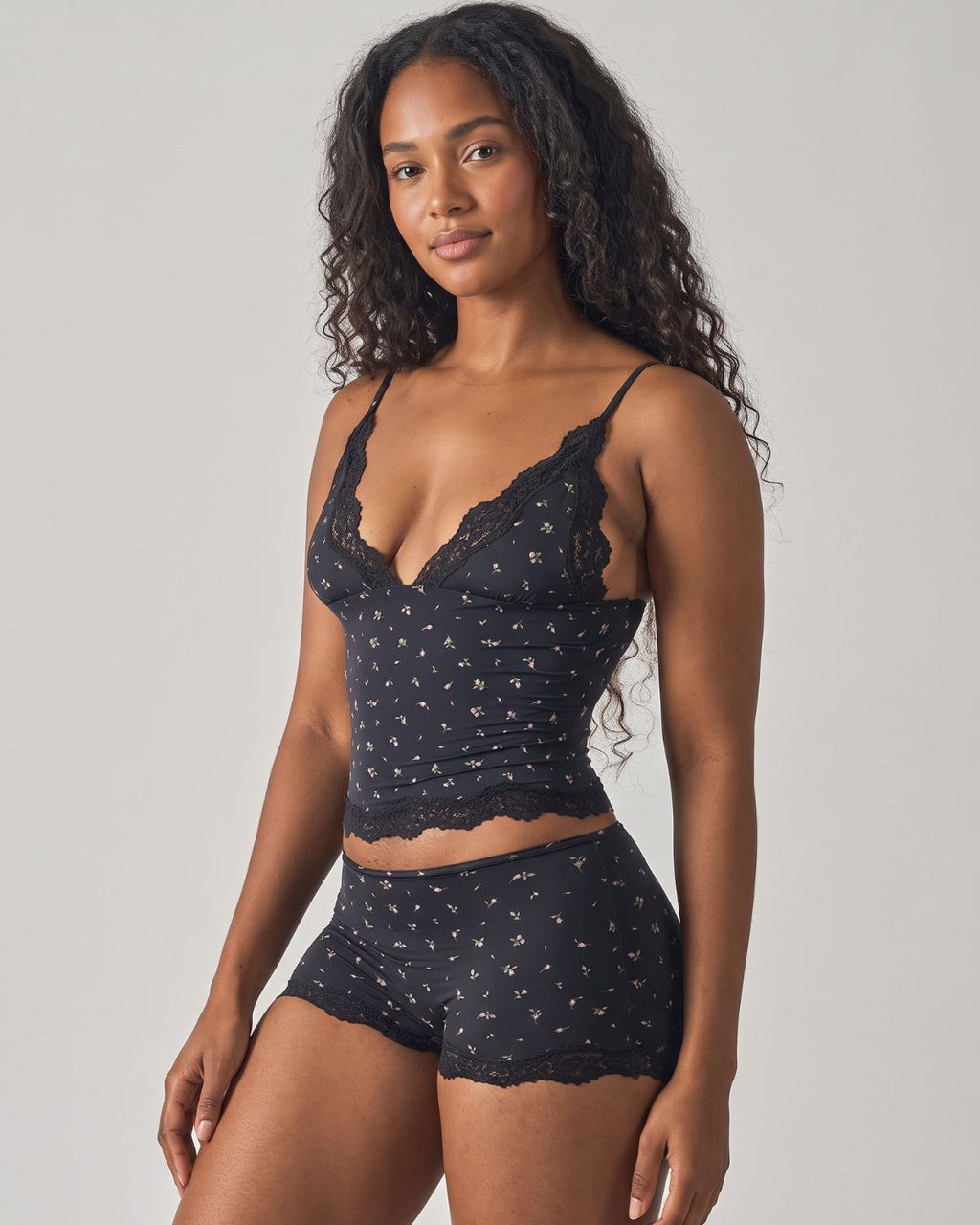 Lace Trim Cami And Short Set
