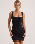 Sparkly Mesh Backless Bodycon Mini Dress