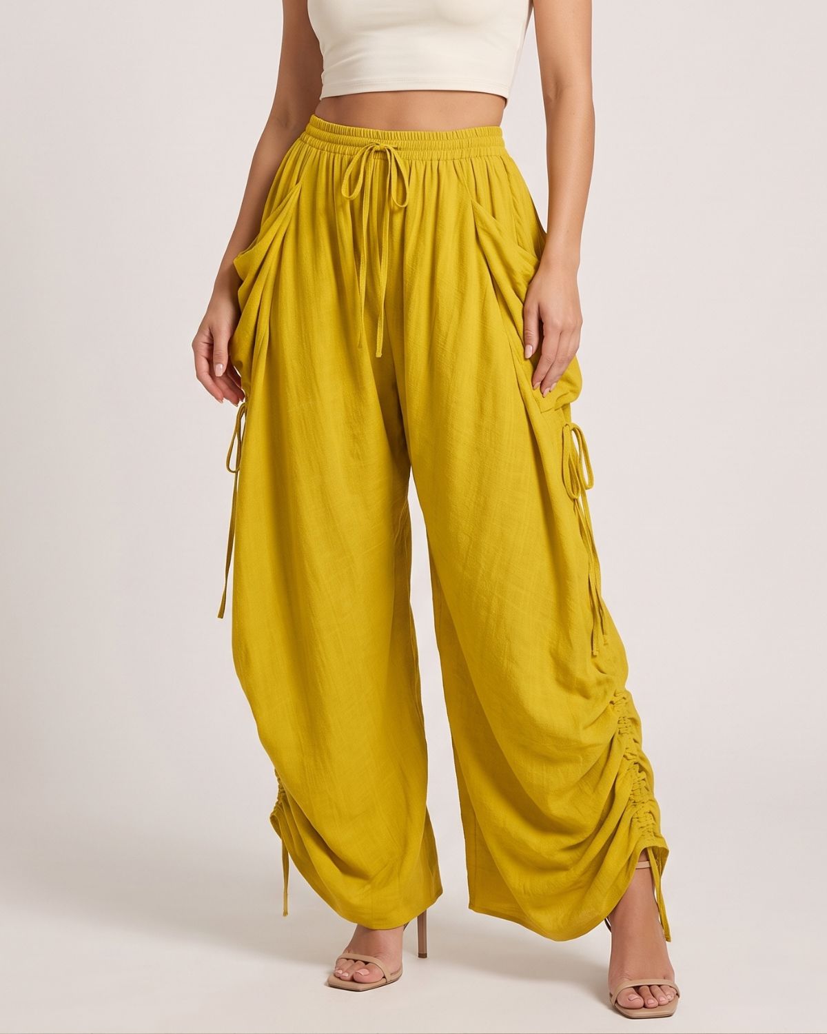High-Waist Drawstring Harem Pants