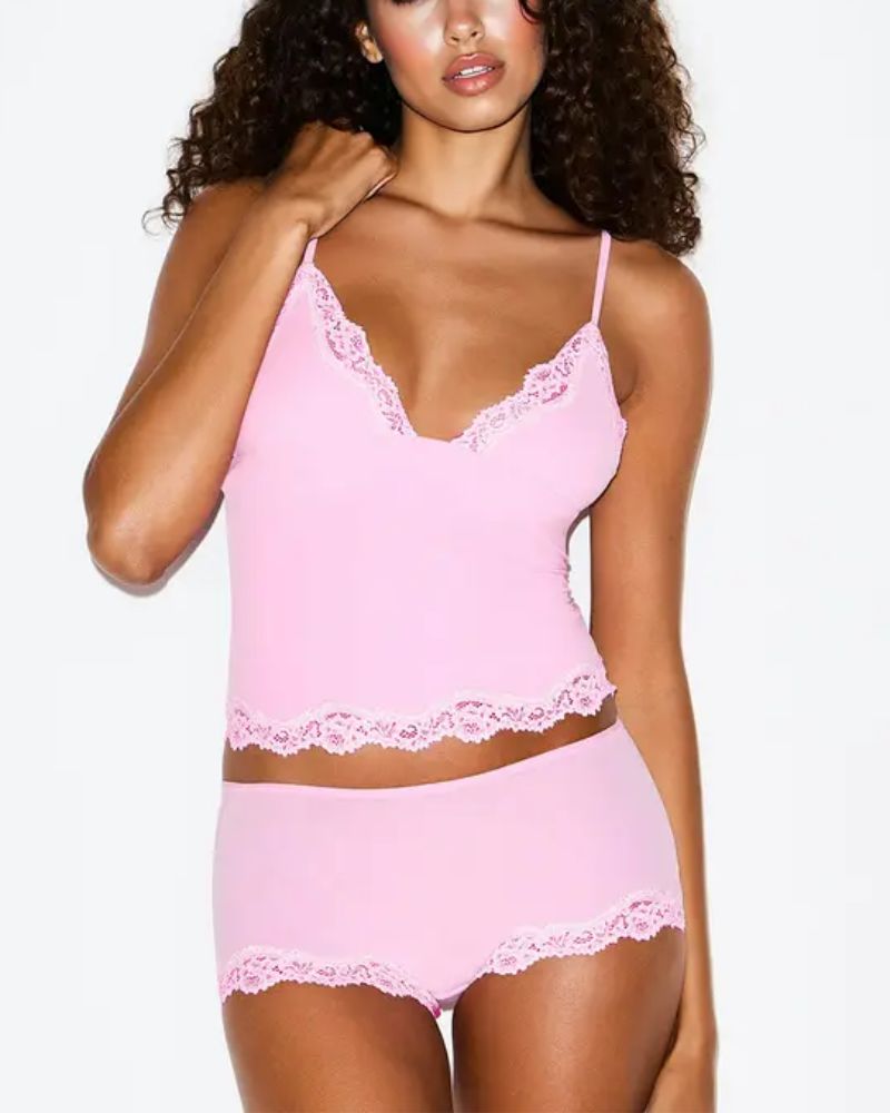 Lace Trim Cami And Short Set