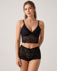Black Lace Cami & Shorts Lingerie Set