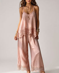 Lace-Trim Cami & Wide-Leg Pants Set