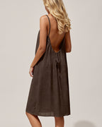 Solid Color Backless Cami Short Dress