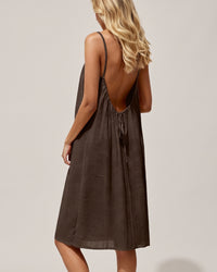 Solid Color Backless Cami Short Dress