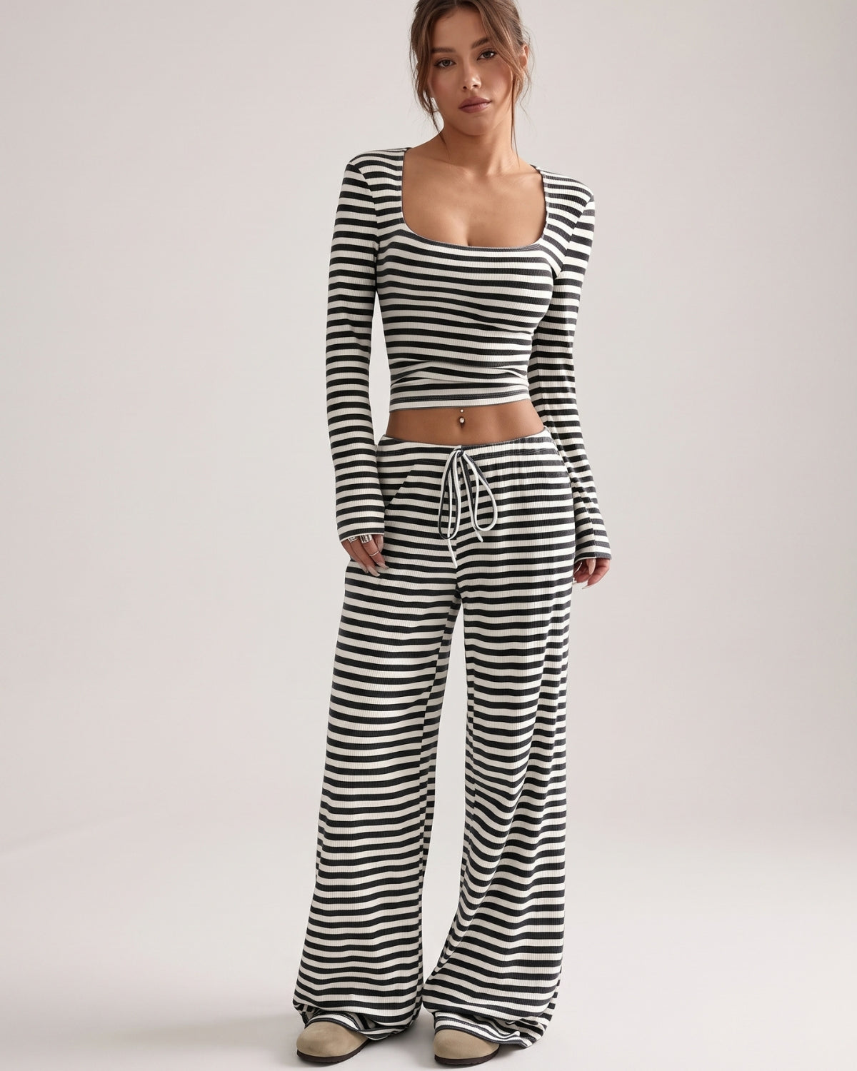 Striped Square-Neck Lounge Set