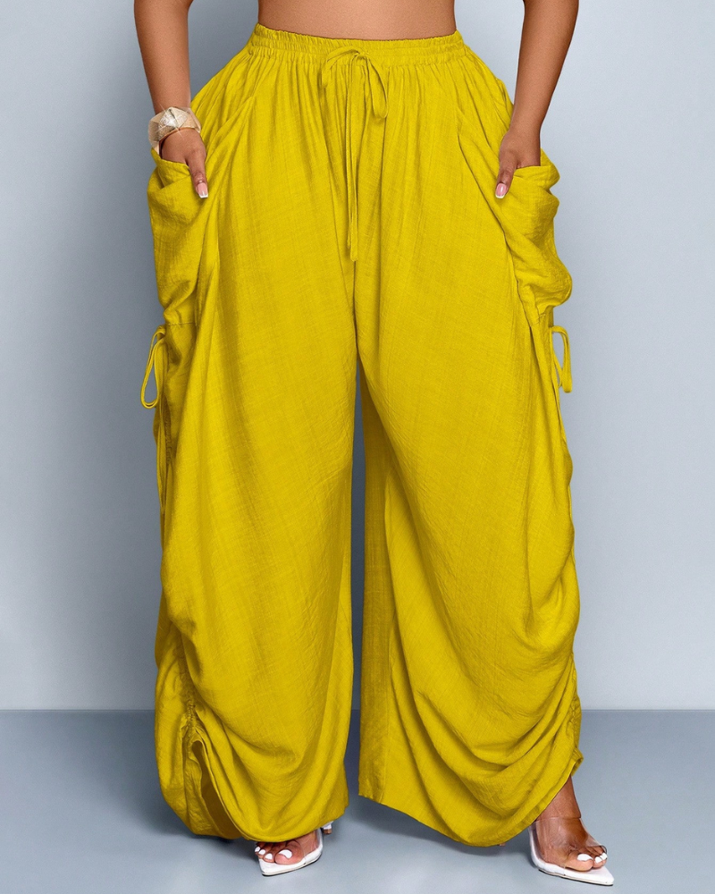 High-Waist Drawstring Harem Pants
