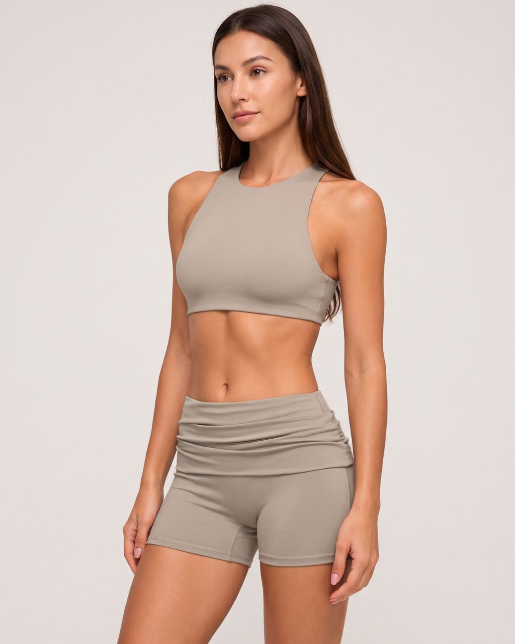 Yoga Top & Fold-Over Shorts Set