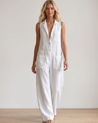 Breathable Linen Sleeveless Jumpsuit