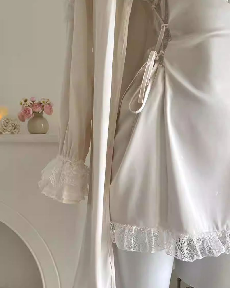 Satin Lace Nightgown Sleep Dress