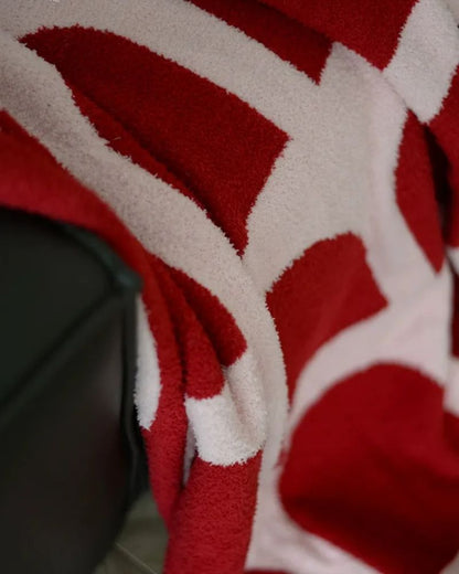 Red Holiday Plush Blanket for Living Room, Sofa, Office Nap, and Sofa Cover
