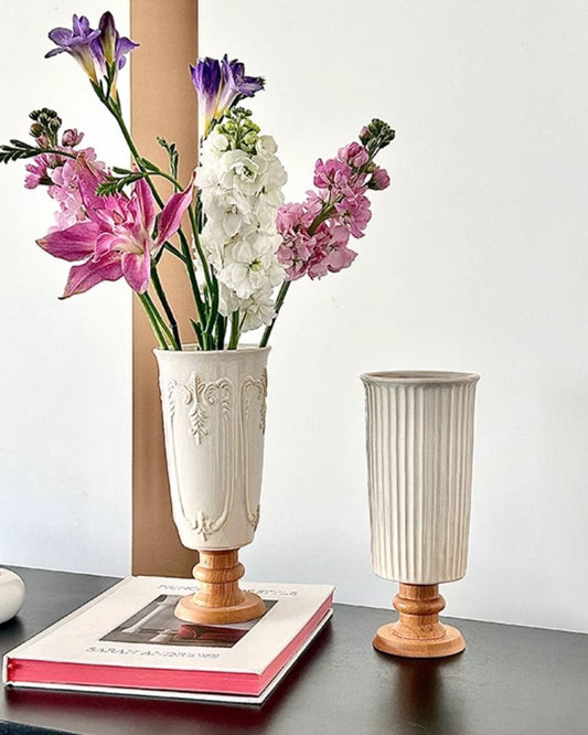 Vintage Oil Painting Ceramic Vase, Dried Flower Living Room Decor