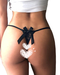 Eyelash Lace Strappy Floral Bow Thong