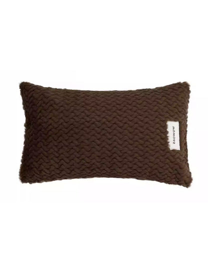 Brown Faux Rabbit Fur Pillow - Soft Plush Cushion for Sofa & Fall Decor
