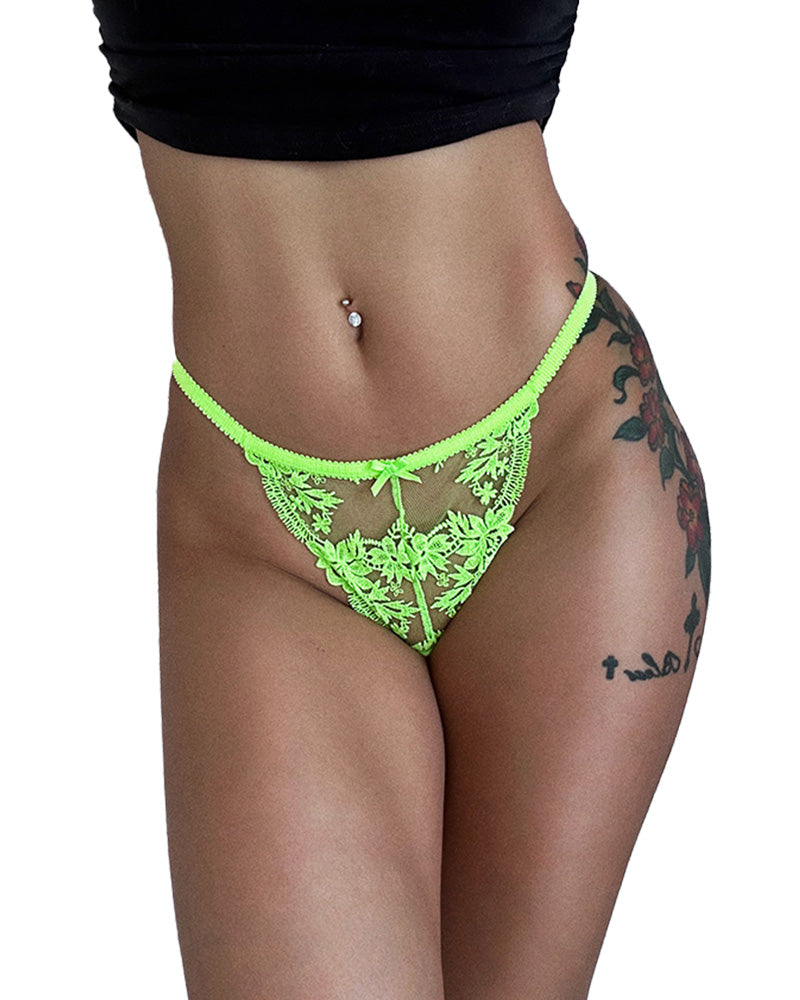 Perizoma in pizzo trasparente ricamato alla francese