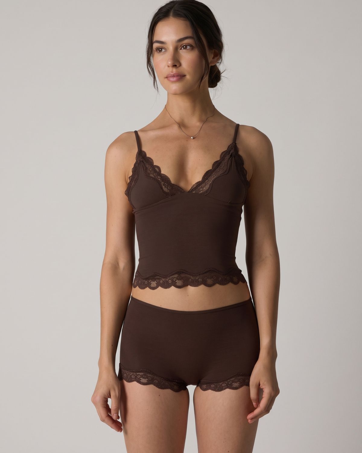 Lace Trim Cami And Short Set