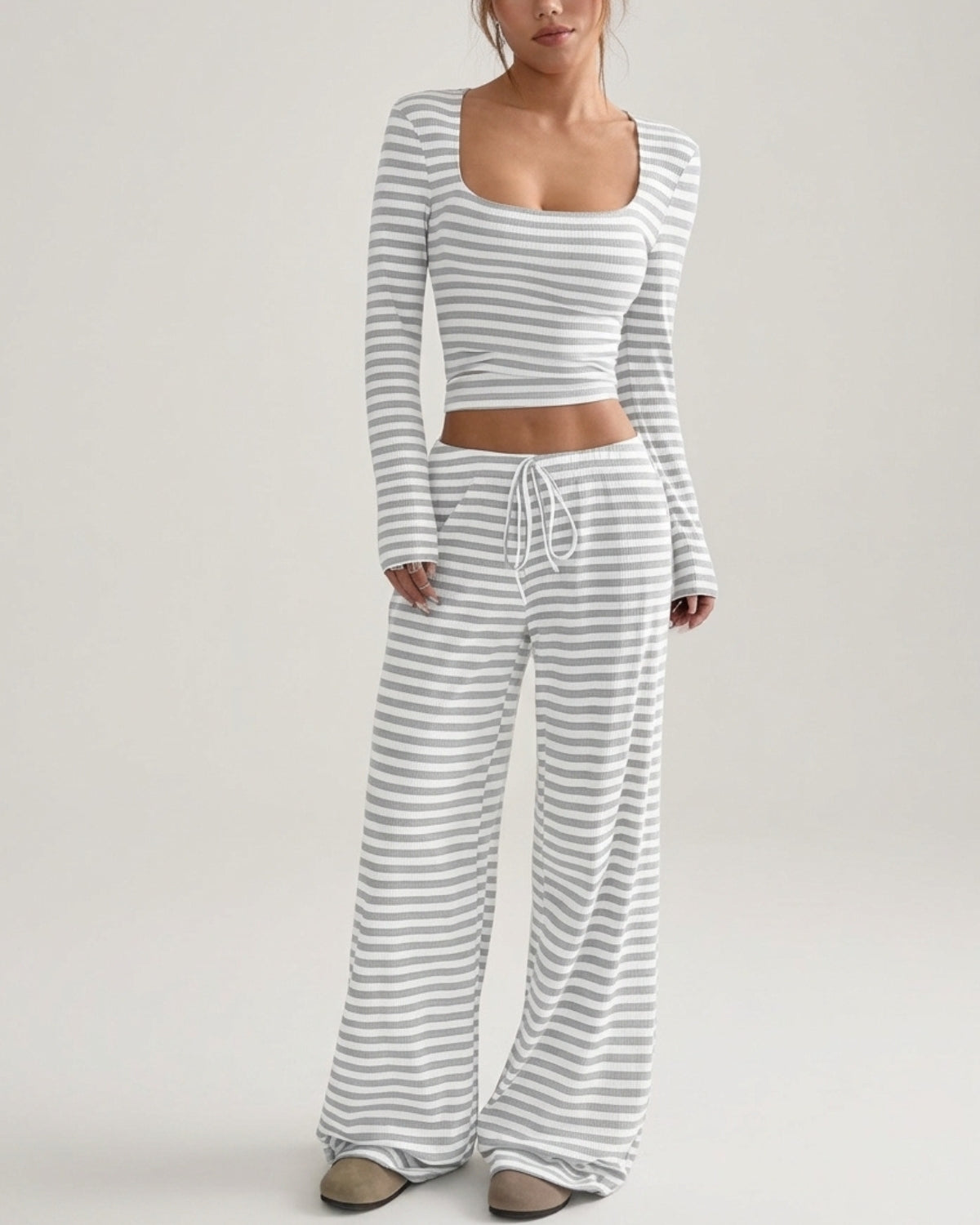 Striped Square-Neck Lounge Set
