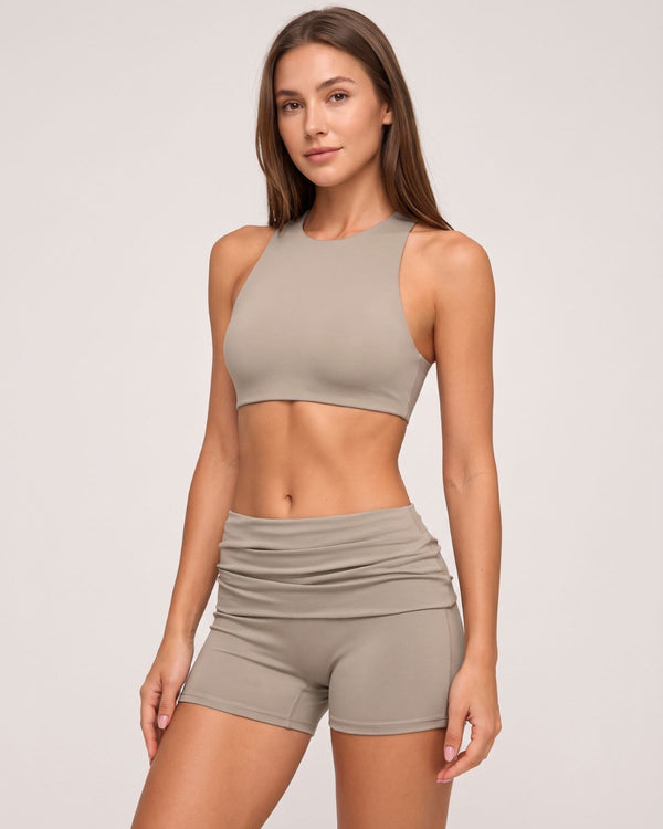 Yoga Top & Fold-Over Shorts Set