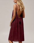 Solid Color Backless Cami Short Dress