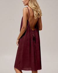 Solid Color Backless Cami Short Dress