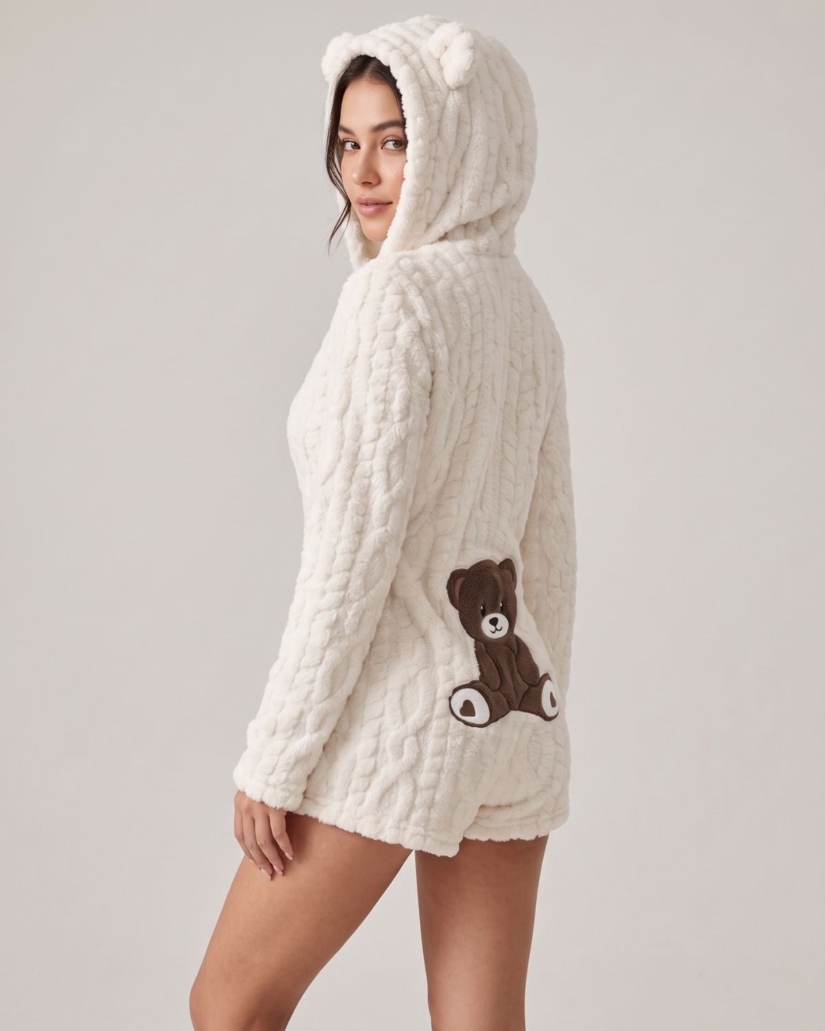 Bear-Ear Plush Hooded Romper