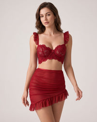 Completo Intimo in Rete Trasparente Sensuale con Dettagli in Pizzo
