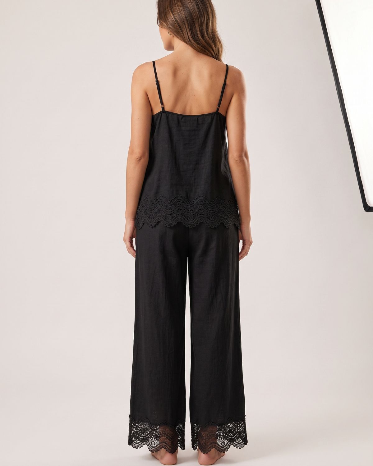 Lace-Trim Cami & Wide-Leg Pants Set