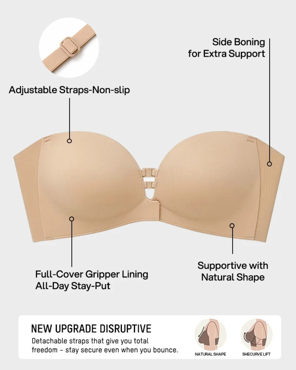 Front-Closure Strapless Push-Up Bra (For EF)