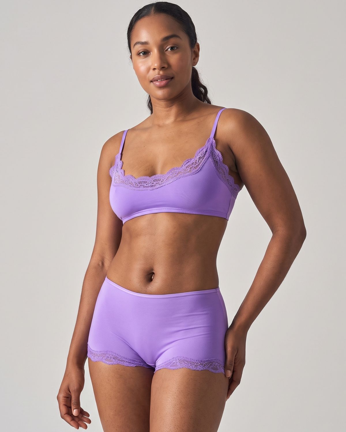 Lace Trim Wirefree Lightweight Underwear Set