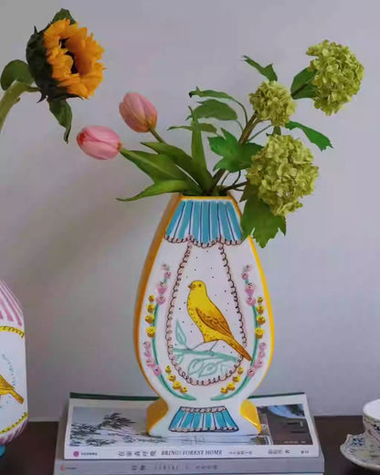 Original Hand-Painted Ceramic Vase - Unique Artistic Design for Luxury Living Rooms