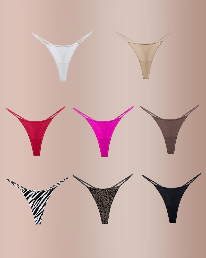 Tanga con tiras finas y estampado animal