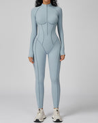 Mock-Neck Half-Zip Workout Bodysuit