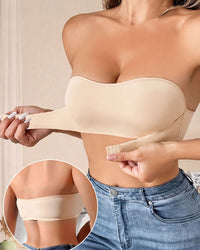Seamless Front-Closure Strapless Bandeau Bra