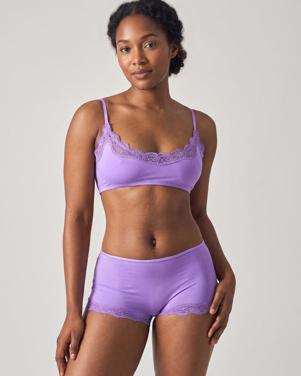 Lace Trim Wirefree Lightweight Underwear Set