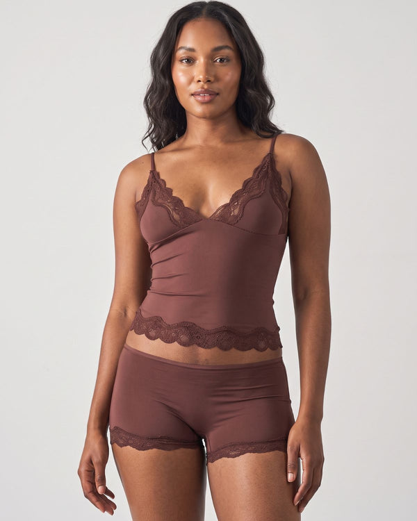 Lace Trim Cami And Short Set