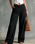 Relaxed Solid Wide-Leg Pants