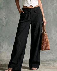 Relaxed Solid Wide-Leg Pants
