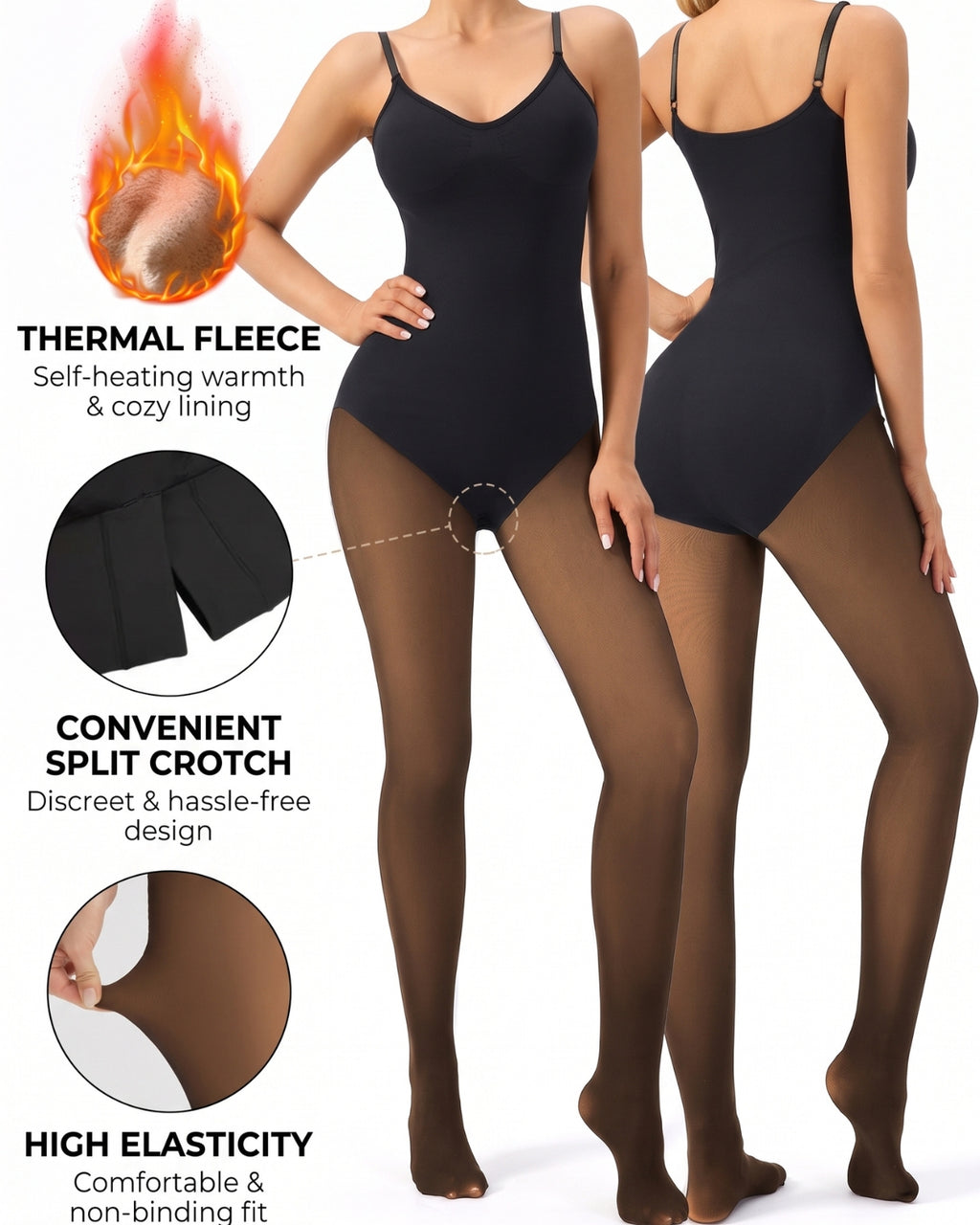 Fleece-Lined Sculpting Bodysuit Tights