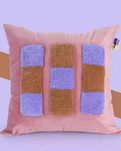 Velvet Geometric Pillow - Textured Decorative Cushion for Modern Sofa Styling