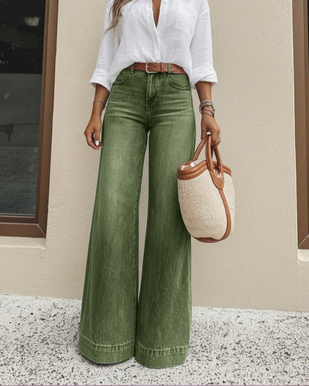 Vintage Washed Relaxed Wide-Leg Jeans