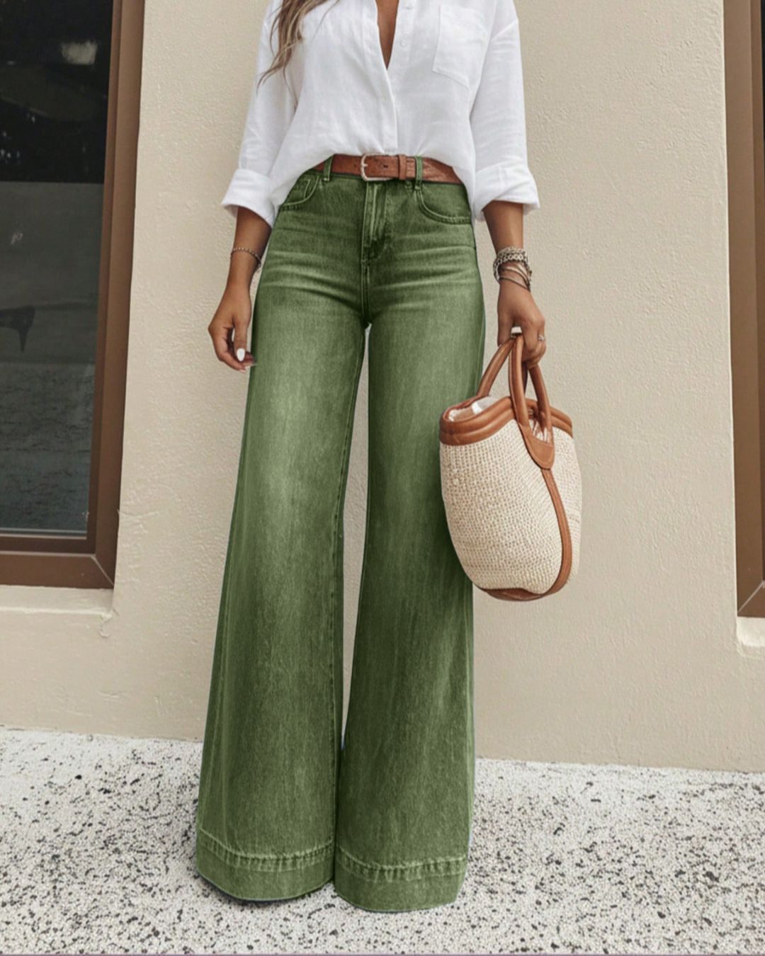 Vintage Washed Relaxed Wide-Leg Jeans