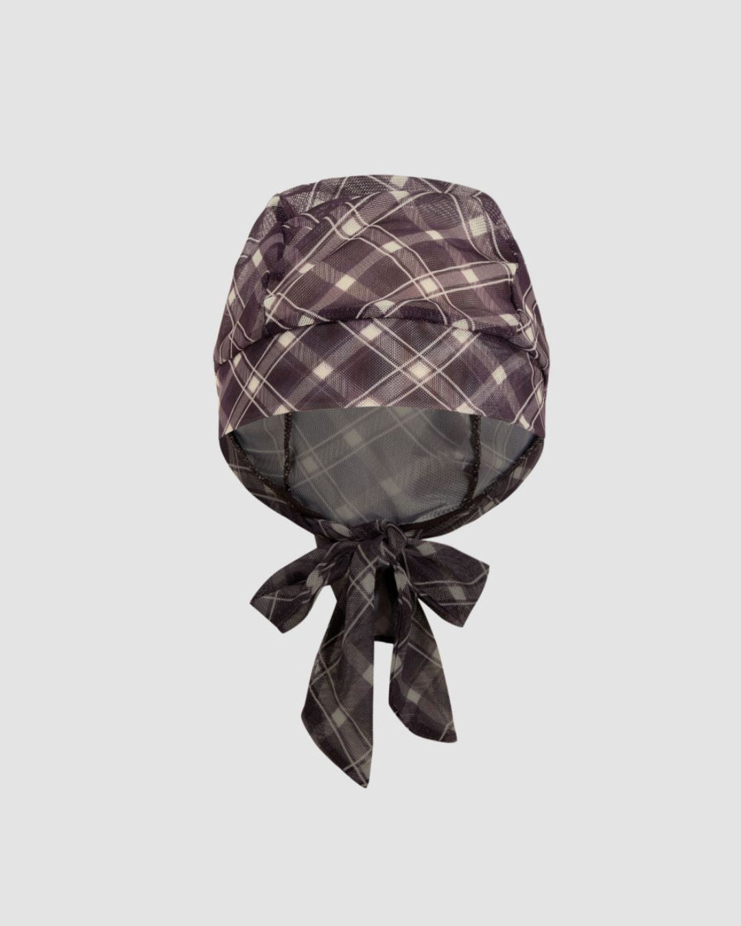 Halter Neckline Check Knotted Triangle Tieside Bikini Set with Coverup Shorts & Headscarf