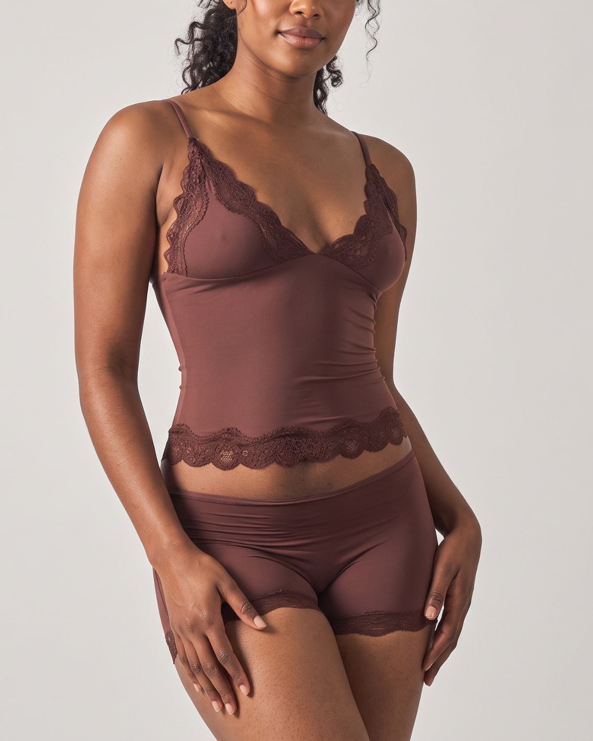 Lace Trim Cami And Short Set